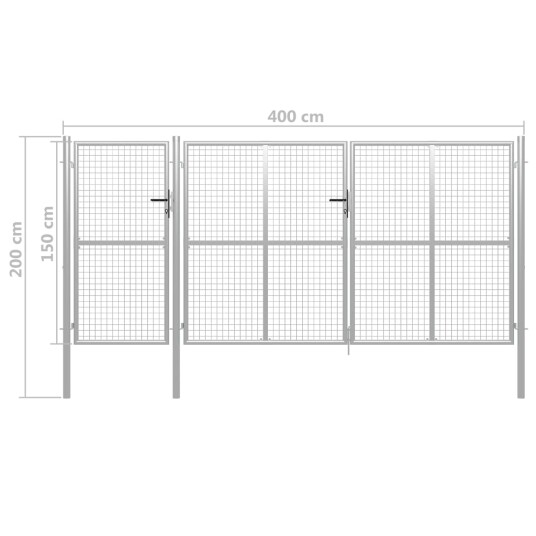 vidaXL Hageport stål 400x150 cm sølv