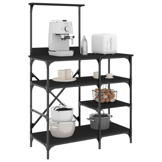 Bakehylle svart 90x40x132 cm konstruert tre og metall 845416 Bakehylle svart 90x40x132 cm konstruert tre og metall 845416