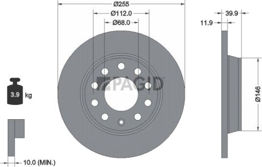 PAGID 50312NC Bremseskive PAGID 50312NC Bremseskive