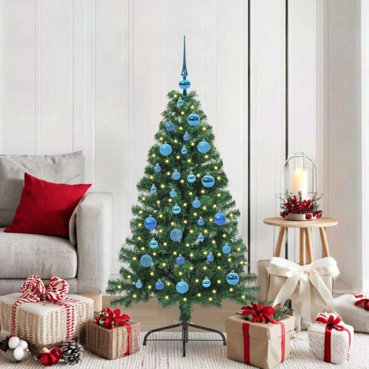  Kunstig Forhåndsopplyst Juletre med 150 LED grønn 150 cm PVC