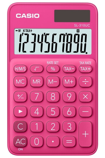Casio Sl-310Uc - Lommekalkulator - 10 Sifre - Solpanel, Batteri - Rød Casio Sl-310Uc - Lommekalkulator - 10 Sifre - Solpanel, Batteri - Rød