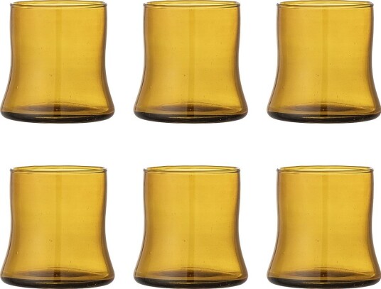 Bloomingville Florentine Drinking Glass - Yellow - Ø9XH9CM Bloomingville Florentine Drinking Glass - Yellow - Ø9XH9CM