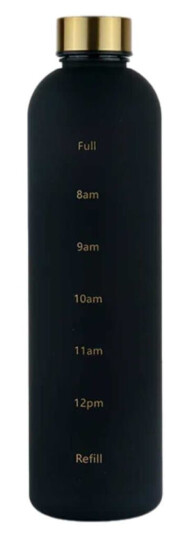 Minimalistisk motiverende vannflaske med tidsmarkør 1000ml svart Minimalistisk motiverende vannflaske med tidsmarkør 1000ml svart
