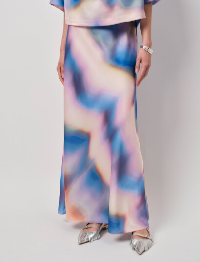 Dante6 Dante6 Keshin Printed Satin Maxi Skirt   Blue   40