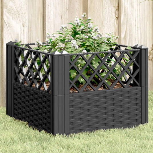 Plantekasse med plugger svart 43,5x43,5x43,5 cm PP