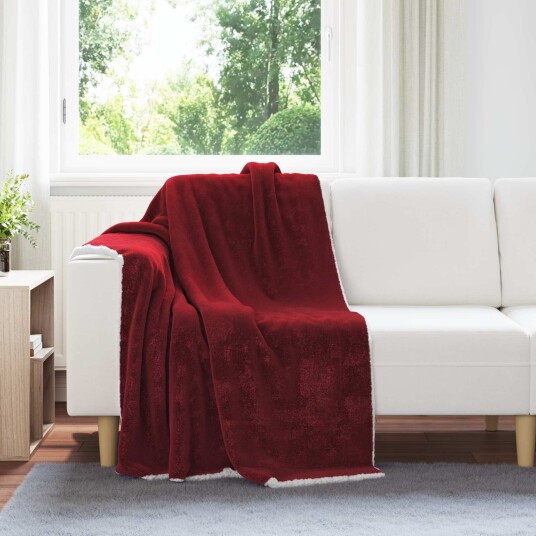 vidaXL Kastteppe Bordeaux Rød 130 x 150 cm Fleece