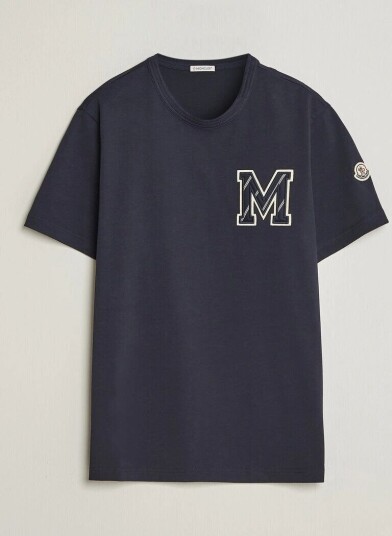 Moncler Varsity Logo T Shirt Navy