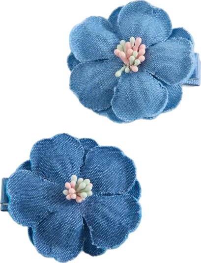 Mango Pack Of 2 Flower Hair Clips Blue ONE SIZE