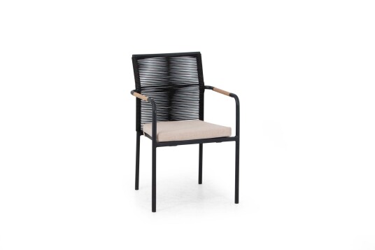 Sunzo Skanör karmstol Svart/teak Svart Sunzo Skanör karmstol Svart/teak Svart