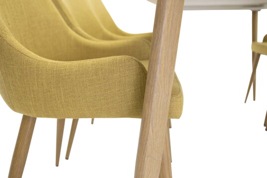 Venture Design Polar & Plaza spisegruppe Hvit/gul 6 st stoler & bord 240 x 100 cm