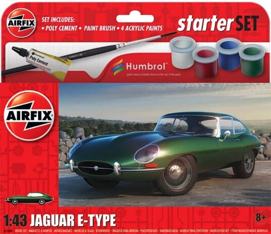 Airfix Jaguar E-Type 1/43 Modellbyggesett med 23 Deler