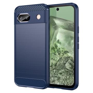 Google Pixel 8a Børstet TPU Deksel Karbonfiber Blå
