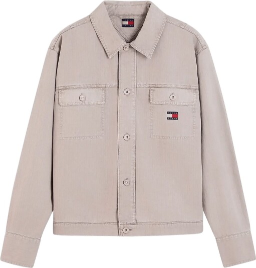 Tommy Jeans Tjm Essential Overshirt Beige S Tommy Jeans Tjm Essential Overshirt Beige S