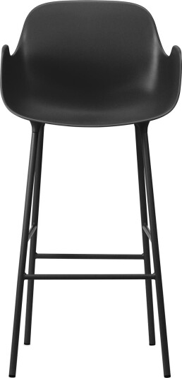 Normann Copenhagen Form Barkrakk med Ryggstøtte og Armlener H75 cm Sort/ Sort Stål