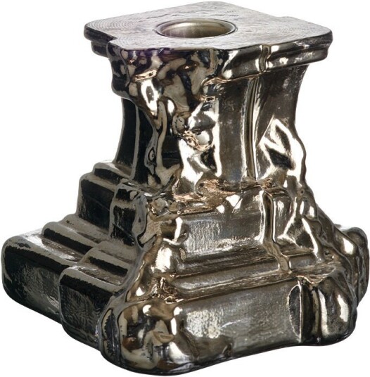 Kosta Boda Rocky Baroque Candlestick Glossy Glaze 95 Mm Lysestaker Hanna Hansdotter Sølv