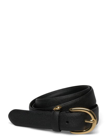 Lauren Ralph Lauren Charm Crosshatch Leather Belt - Black - XS Lauren Ralph Lauren Charm Crosshatch Leather Belt - Black - XS