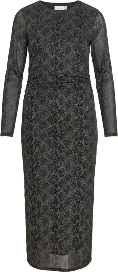Vila Vicarini O Neck L/S Midi Dress/Bfs Black L Vila Vicarini O Neck L/S Midi Dress/Bfs Black L