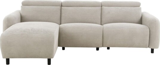 Reclinersofa med hjørne Loft24 Hjørnesofa Loft24 Skaane med manuell reclinerstol Hvit Belfast stoff