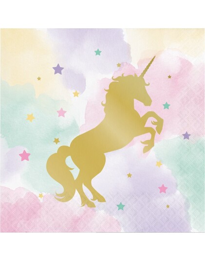 16 stk Servietter 33x33 Golden Unicorn