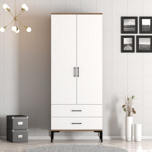 Kumsal Garderobe 80 cm - Brun/Hvit
