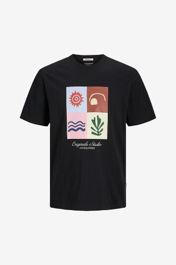Jack & Jones Junior T skjorte jorCanggu Front Branding Tee SS CN Svart