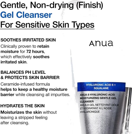 Anua 8 Hyaluronic Acid Moisturizing Gentle Gel Cleanser