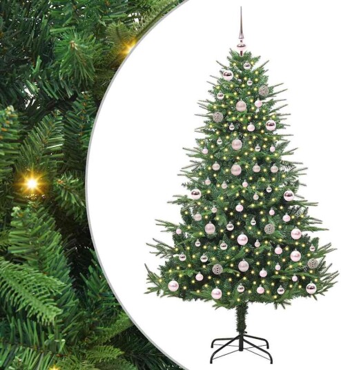 Kunstig forhåndsbelyst juletre med kule sett grønn 180 cm Kunstig forhåndsbelyst juletre med kule sett grønn 180 cm