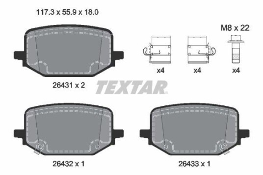 Bremseklosser TEXTAR 2643102 Bremseklosser TEXTAR 2643102