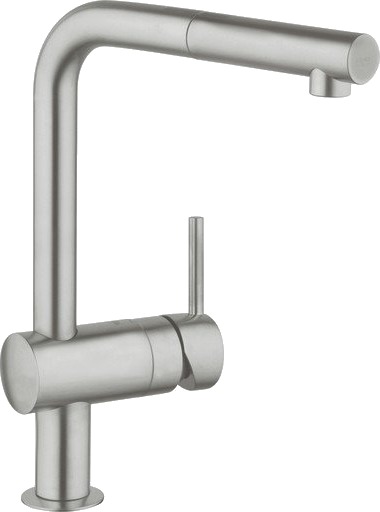 Grohe Minta 1-greps kjøkkenbatteri Med uttrekkbar tut, Supersteel