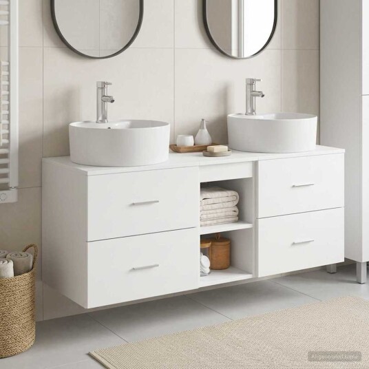 vidaXL Baderomsskapsett 3 stk. Hvit 49,5 x 44,5 x 65 cm Konstruert tre vidaXL Baderomsskapsett 3 stk. Hvit 49,5 x 44,5 x 65 cm Konstruert tre