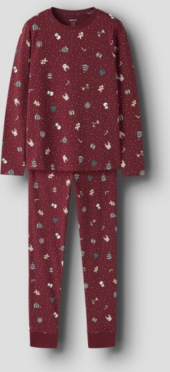 Name It Vismas Long Sleeve Nightset Rød 134