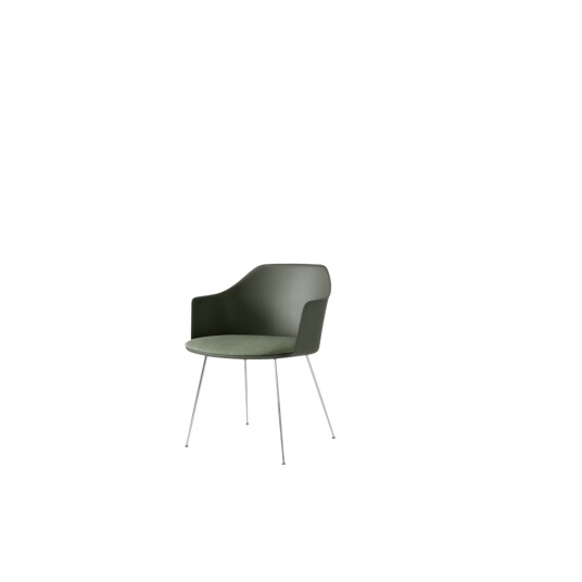 &Tradition Rely HW34 Spisestol med Armlener Trukket Sete Bronse Grønn/ Krom/lerret 0926