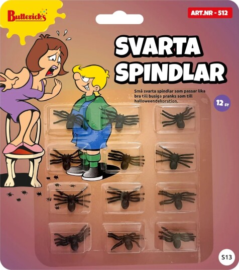 Butterick's Ab Svarte Edderkopper Spøkartikkel 12-pack 512