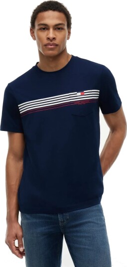 Tommy Hilfiger Rwb Placed Stripe Reg Tee Navy XXL Tommy Hilfiger Rwb Placed Stripe Reg Tee Navy XXL