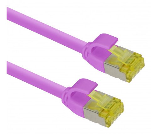 Helos Patch-Kabel Rj-45 M Zu Rj-45 M 10 M Sftp Pimf Cat 6A Ieee 802.3Af/Ieee 802.3At/Ieee 802.3Bt Halogenfrei Geformt Ohne Haken Magenta