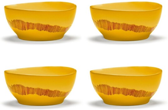 Serax Ottolenghi Feast skål S Ø15 cm 4 pakning Yellow stripes red