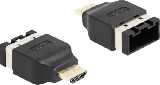 Delock High Speed Hdmi Adapter Hdmi Hann Til Hdmi Type E Automotive Hunn Låsing Dobbeltisolert Svart Støtte For 4K 60 Hz 3840 X 2160