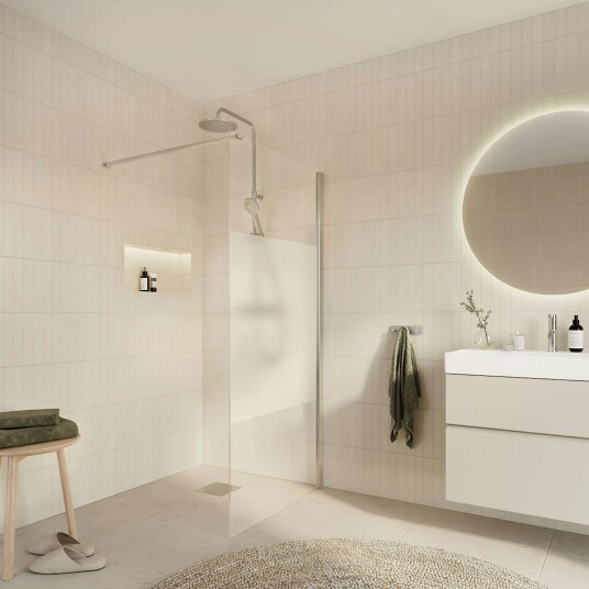 Dusjvegg Arrow Wall Delvis Frostet Glass Dusjvegg Arrow Wall Delvis Frostet Glass