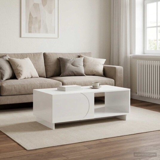 vidaXL Kaffebord Høgglans hvit 95 x 50,5 x 35 cm Konstruert tre