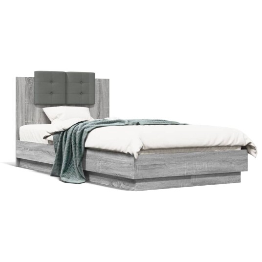  Sengeramme med hodegavl grå sonoma 75x190 cm konstruert tre 8721012277151