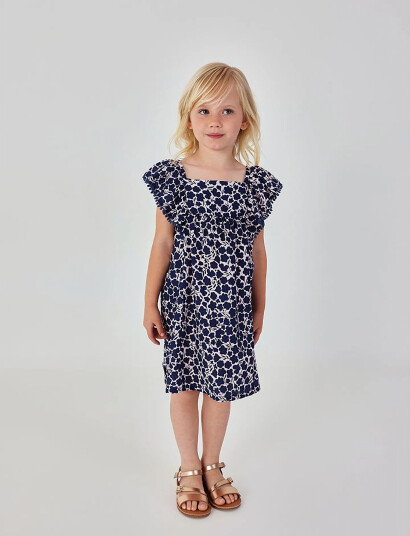 Boboli Viscose Dress Floral For Girl Blue 110