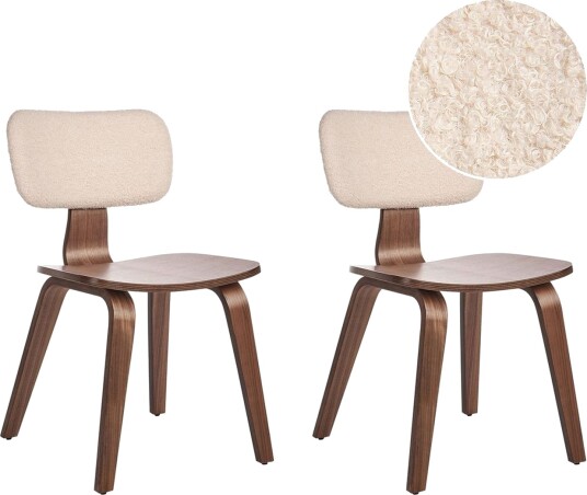 Matsalsstol Beliani Lucinda set om 2 Beige-Ljust Trä NO_BRAND Ljusbeige VALUE_MISSING_2 -