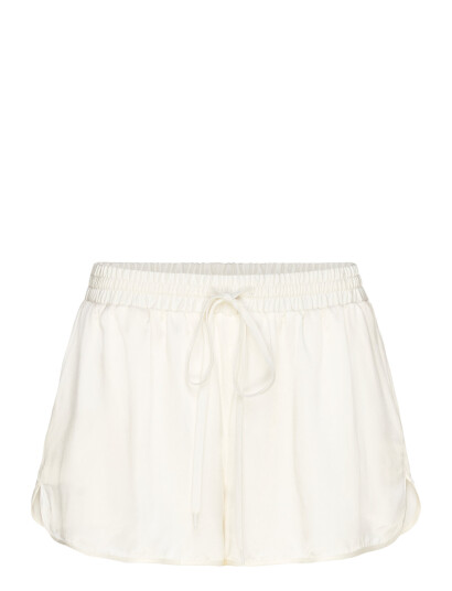 Monki Short Low-Rise Satin Shorts - White - L