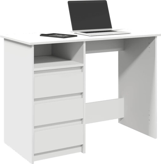 Skrivebord hvit 102x50x75 cm konstruert tre