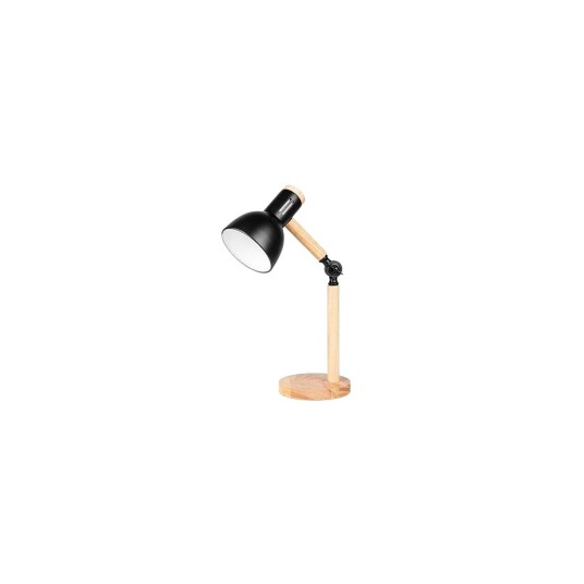 Bordlampe i svart metall og tre 1,5 meter ledning E27 sokkel uten lyskilde Bordlampe i svart metall og tre 1,5 meter ledning E27 sokkel uten lyskilde