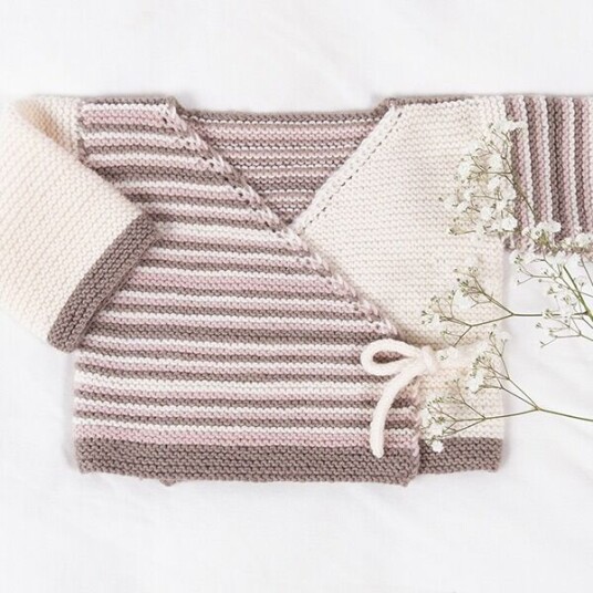 Bluum Strikkejakke Omslagsjakke Striper garnpakke i Soft Merino Ull