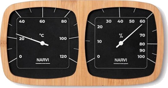 Narvi Bastutermo/Hygrometer Aluminium/Bambu Narvi Bastutermo/Hygrometer Aluminium/Bambu