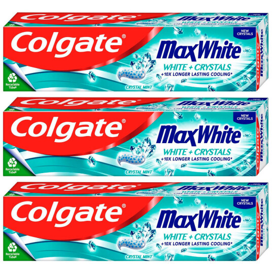 COLGATE Whitening Tannkrem 3 x 75 ml. Max White Cooling Crystals