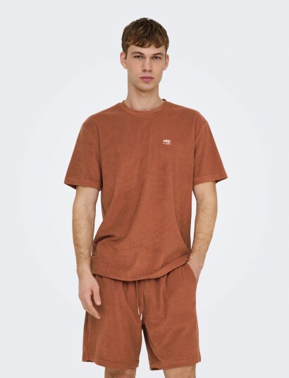 ONLY & SONS Onstellas Reg Ss Frotte Tee Brown S ONLY & SONS Onstellas Reg Ss Frotte Tee Brown S
