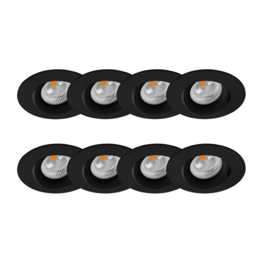Norlux Tigrus 360° Rotatable lavtbyggende downlight 8W 1800-3000K Dim2Warm IP44 8 pakning - Svart